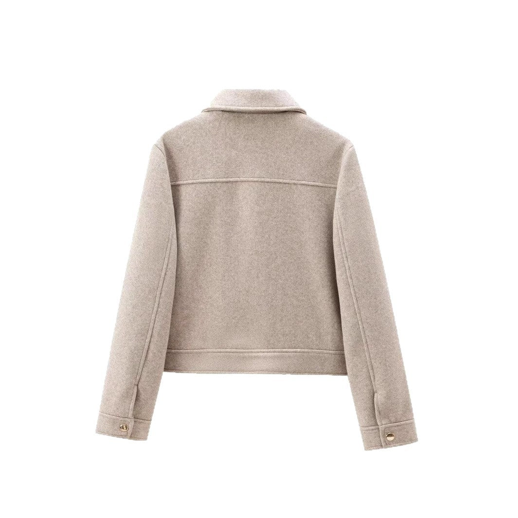 Vielseitige Damen Urban Utility-Jacke Khaki, ideal als stilvolle Übergangsjacke für Frühling & Herbst.