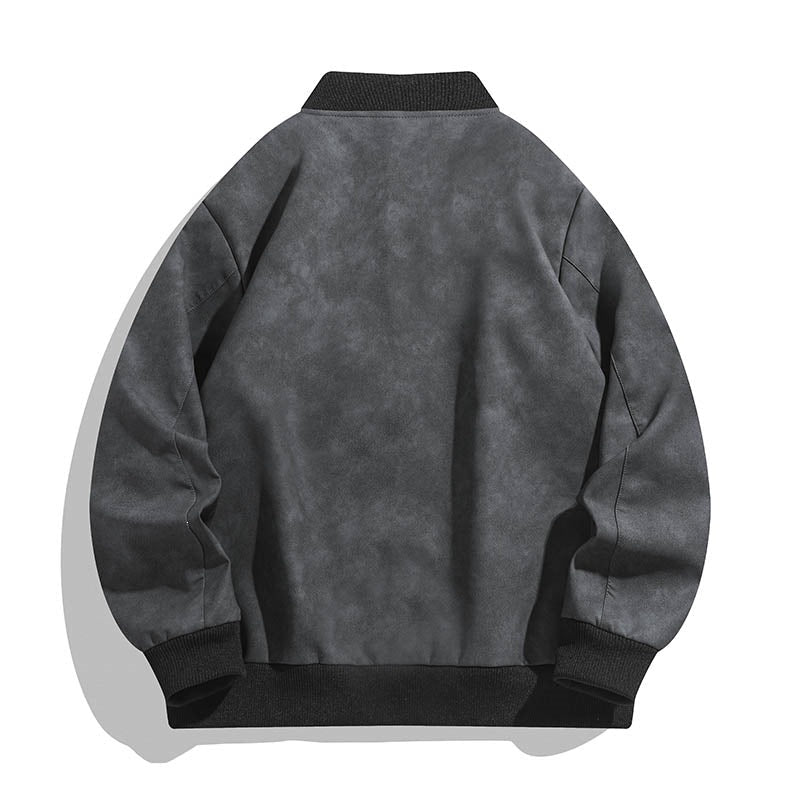 Dunkelblaue Herren Bomberjacke mit gerippten Bündchen; stylische Jacke für Herrenmode mit Vintage-Touch.