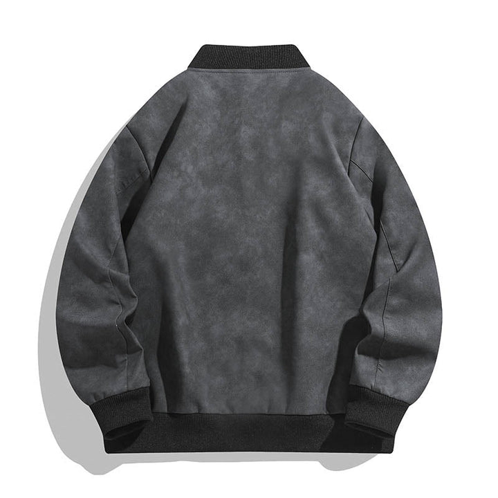 Dunkelblaue Herren Bomberjacke mit gerippten Bündchen; stylische Jacke für Herrenmode mit Vintage-Touch.