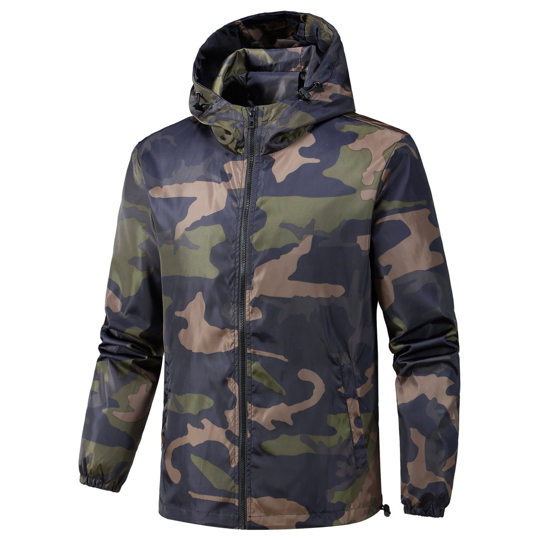 Herren leichte Camouflage-Kapuzenjacke, perfekt für Outdoor, Freizeit & Frühling/Herbst.
