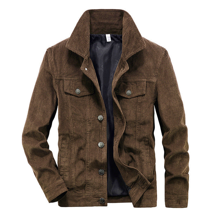 Dünne Herren Cordjacke Elias in Khaki, bequem und stilvoll für die Übergangszeit, ideal für den Alltag.