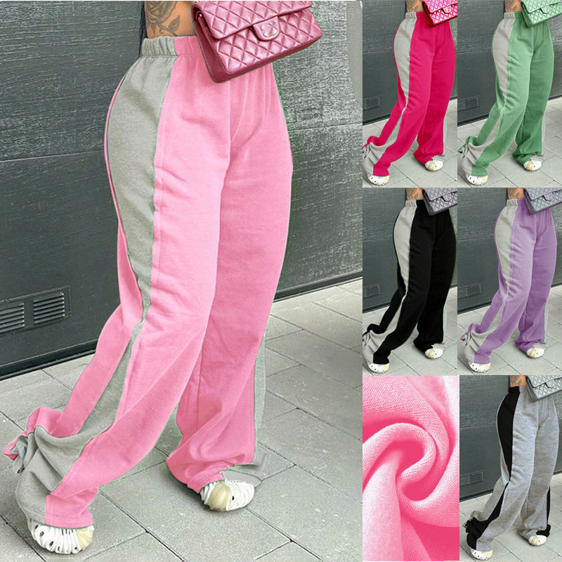 Modische Damen Jogginghose mit Kontrast-Schlitz, bequem für Sport & Freizeit.