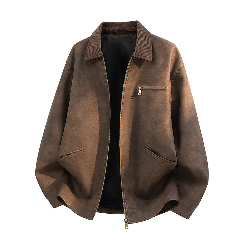 Vielseitige Stehkragenjacke für Herren mit praktischen Taschen, Reißverschluss und modernem, sportlichem Look.