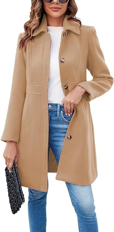 Brauner, eleganter Damen-Wintermantel, knöchellang. Stilvoll und warm für kalte Herbst- & Wintertage. Klassischer Schnitt.