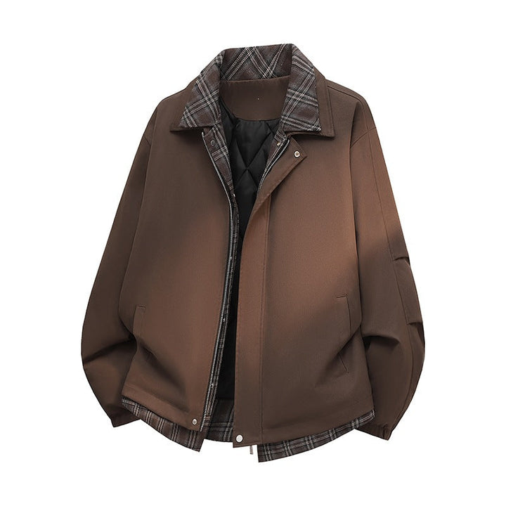 Stilvolle Herren Modische Doppeljacke in Braun, warm & wetterfest, vielseitig kombinierbar für Winter & Übergangszeit.