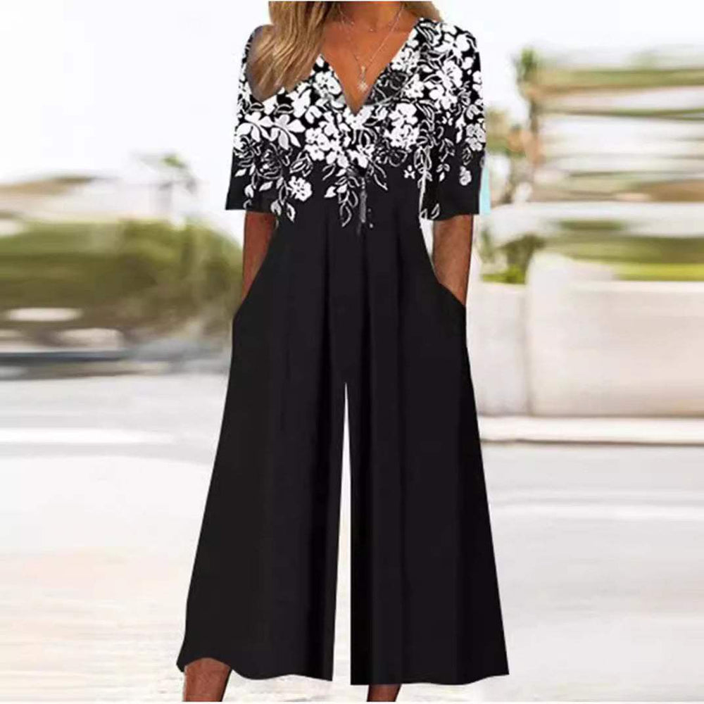 Eleganter Damen Jumpsuit Elina mit weitem Bein, ideal für Freizeit, Büro & festliche Anlässe, sehr bequem.