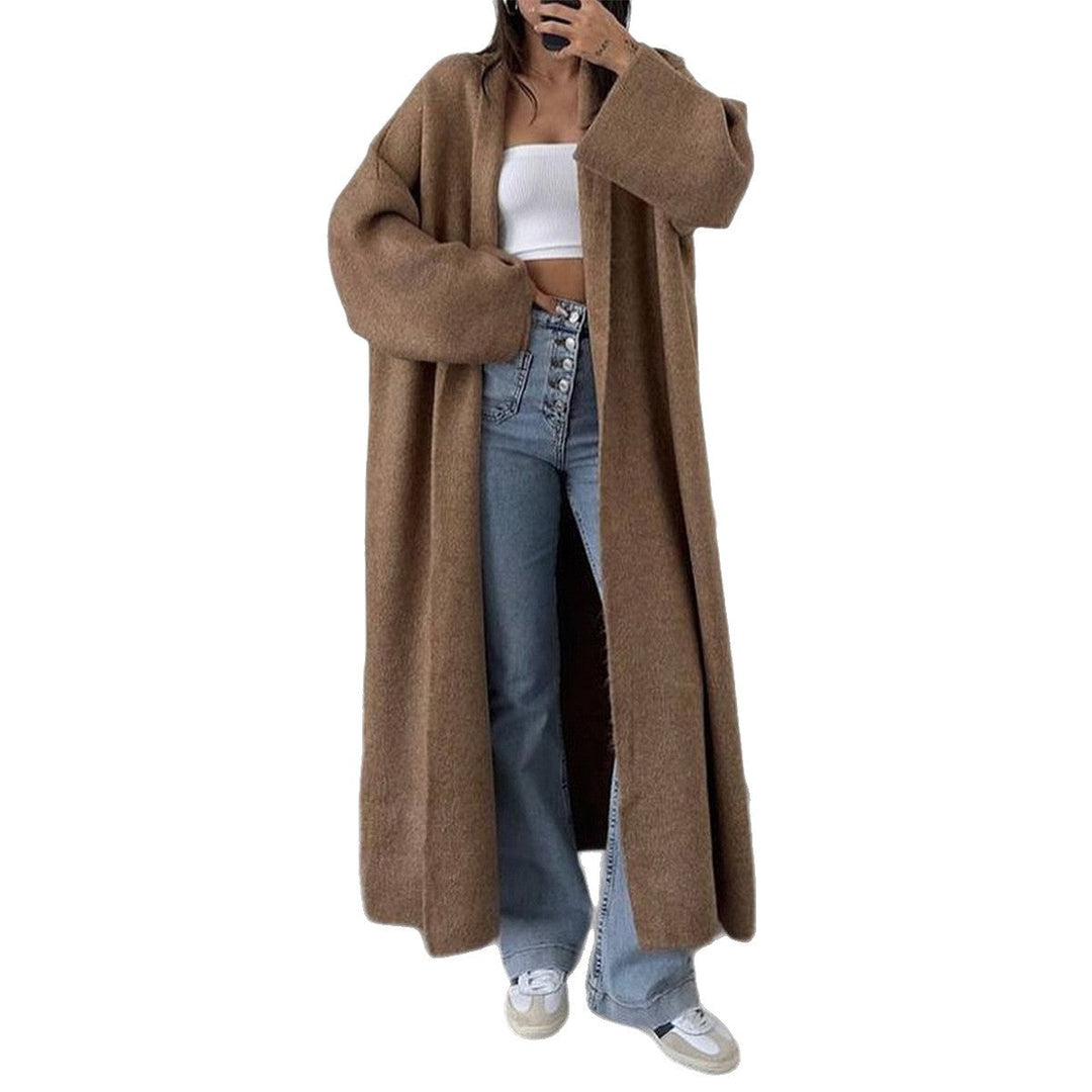 Warmer Damen Strickmantel, oversize mit Kimonokragen, gemütlich für Herbst- & Winter, eleganter Lagenlook.