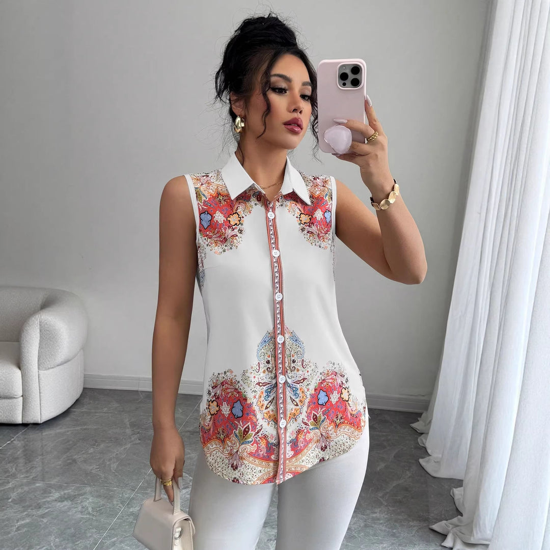 Damen Streifenbluse, ärmellos, mit klassischem Kentkragen. Elegantes Sommer Oberteil für Business & Freizeit.