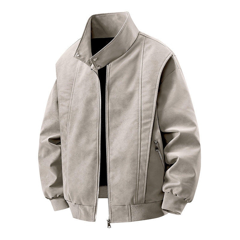 Moderne Herren Bikerjacke in Schwarz. Trendige Übergangsjacke im Motorradstil für jede Gelegenheit.