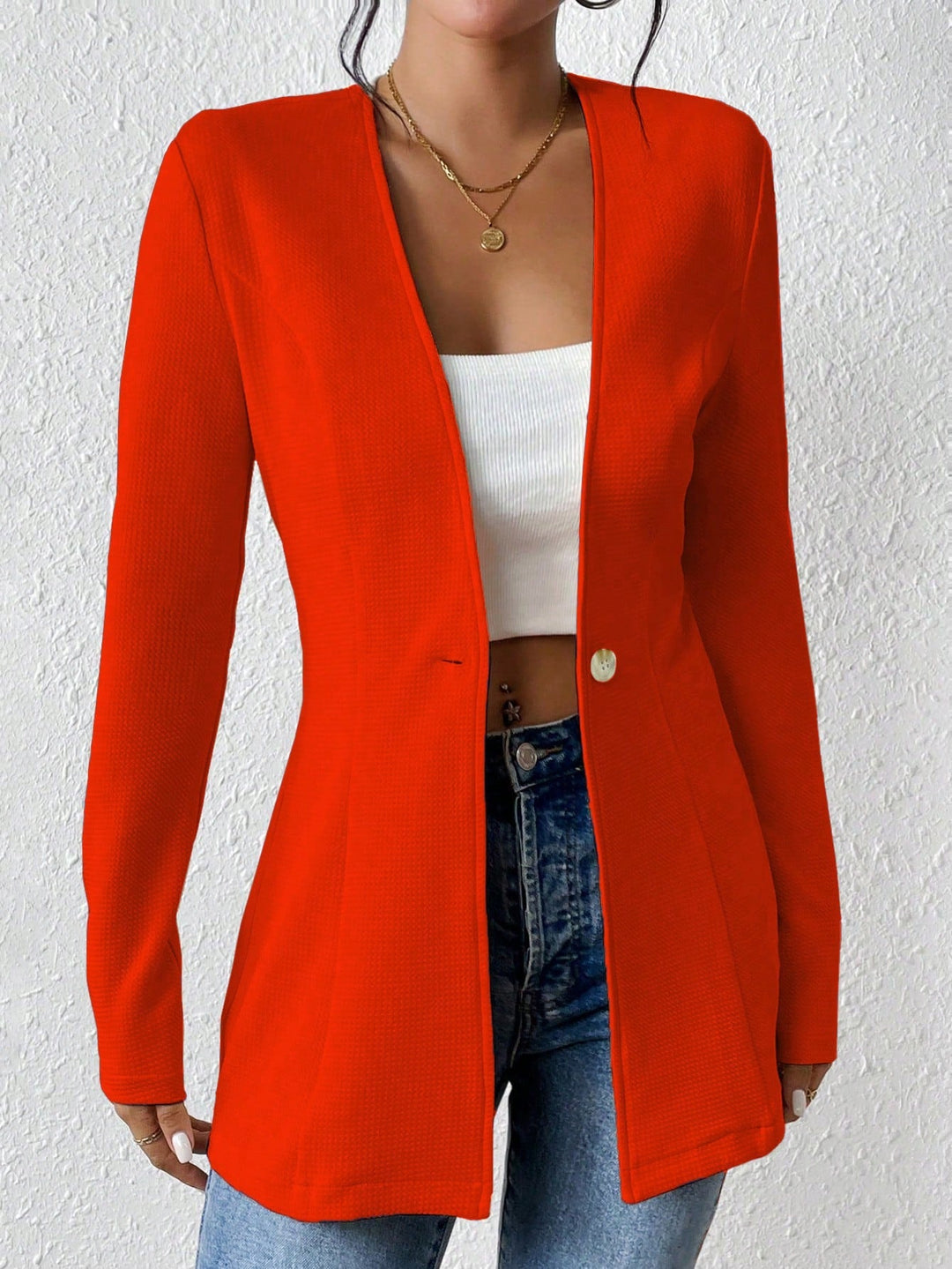 Business Longblazer für Damen, tailliert, perfekt für einen professionellen Bürolook.