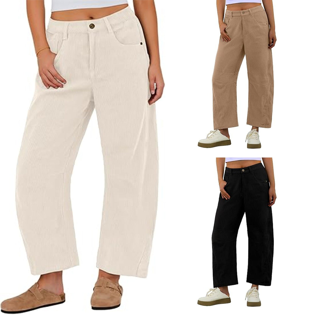 Elegante weite Damenhose mit praktischen Taschen, ideal für einen lässigen Alltags- oder Büro-Look.