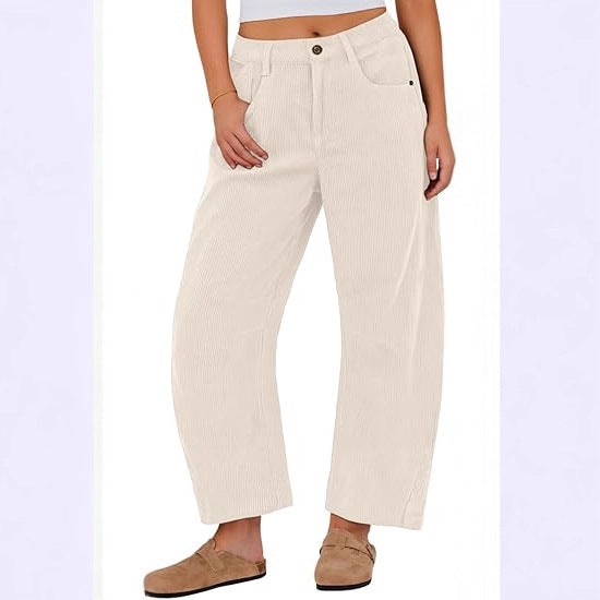 Bequeme weite Damenhose mit Taschen, perfekt für Frühling, Sommer und Herbst, vielseitig kombinierbar.