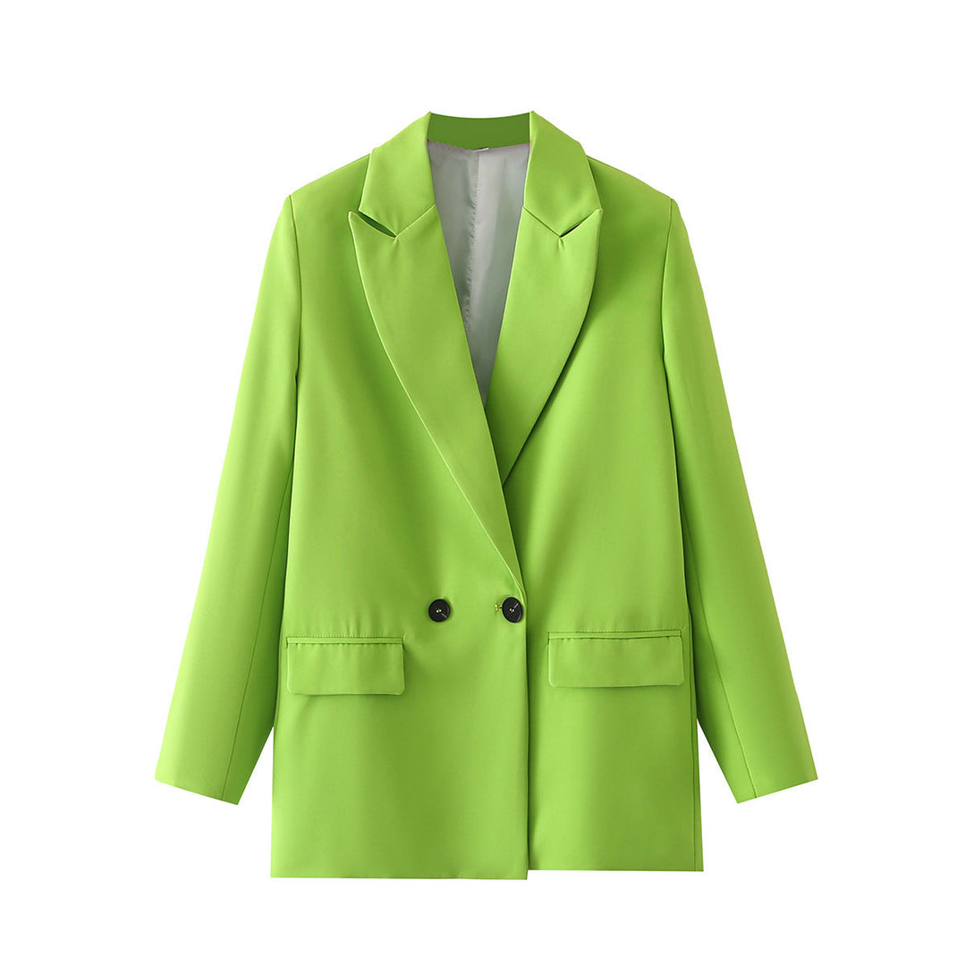 Zeitloser Damenblazer, Oversize, doppelreihig, ideal für Business und entspannte Freizeit im Frühling.