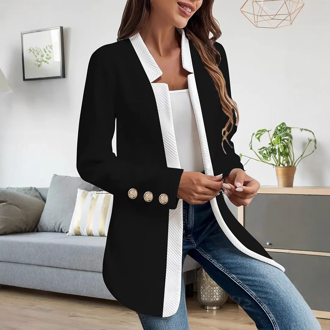 Klassische Damen Business Blazerjacke für Frühling & Herbst. Vielseitig für Büro, Business & elegante Freizeit.