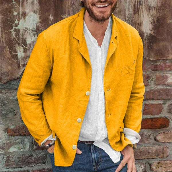 Herren Leichte Sommerjacke im Casual Look. Komfortable Übergangsjacke aus Leinen-Baumwoll-Mix für Männer.