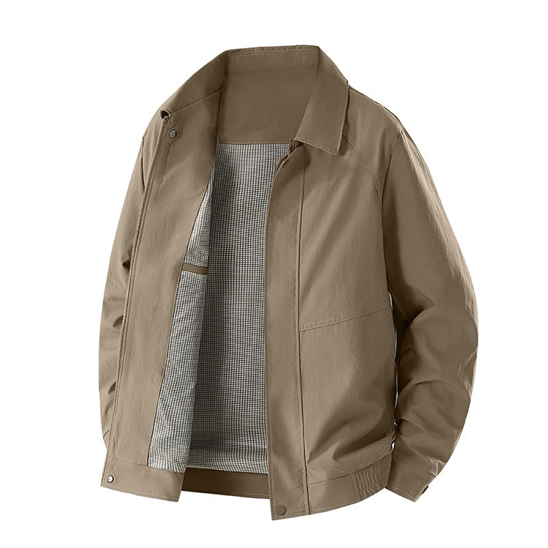 Elegante Herren-Übergangsjacke in Grau, bequem und modisch, perfekt für Freizeit und Outdoor-Aktivitäten.