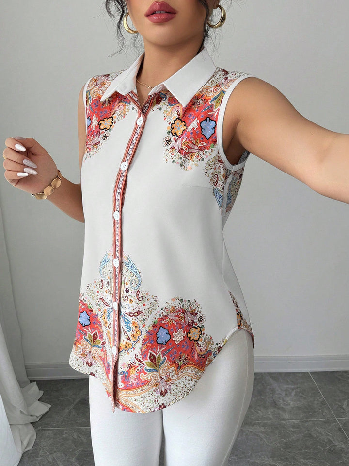 Moderne Damen Streifen Hemdbluse, ärmellos. Chic und elegant, ideal für Business Casual und stilvolle Freizeit.