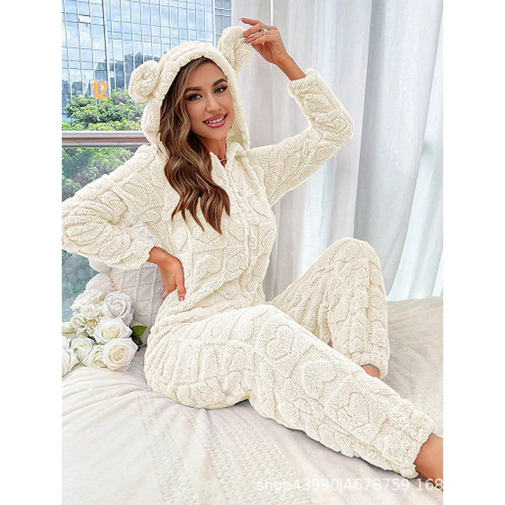Komfortabler Damen Kuschel-Overall mit Kapuze, dein neuer Lieblings-Pyjama für Zuhause.