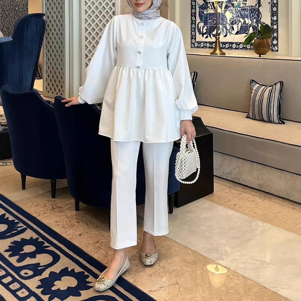 Elegantes Damen Tunika-Hosen-Set, perfekt für festliche Anlässe, Büro oder Abendgarderobe. Moderne Mode.