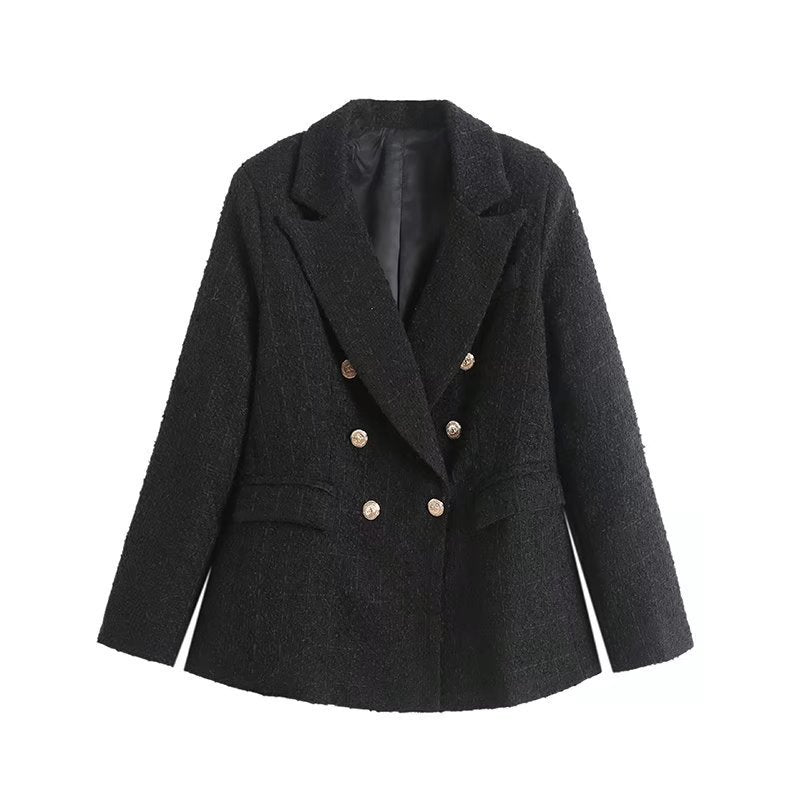 Klassischer grüner Damen Doppelreiher Blazer. Vielseitige Blazerjacke für Business und elegante Freizeitlooks.