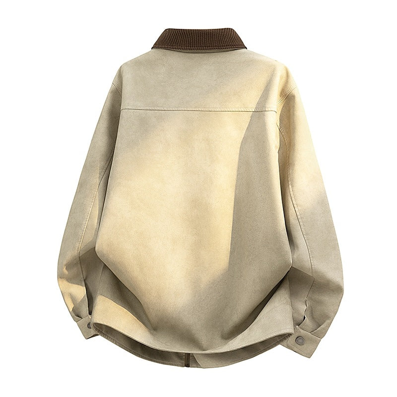 Modische Herren Kunstlederjacke, lässig und bequem. Perfekte Oberbekleidung mit breitem Kragen für Männer.