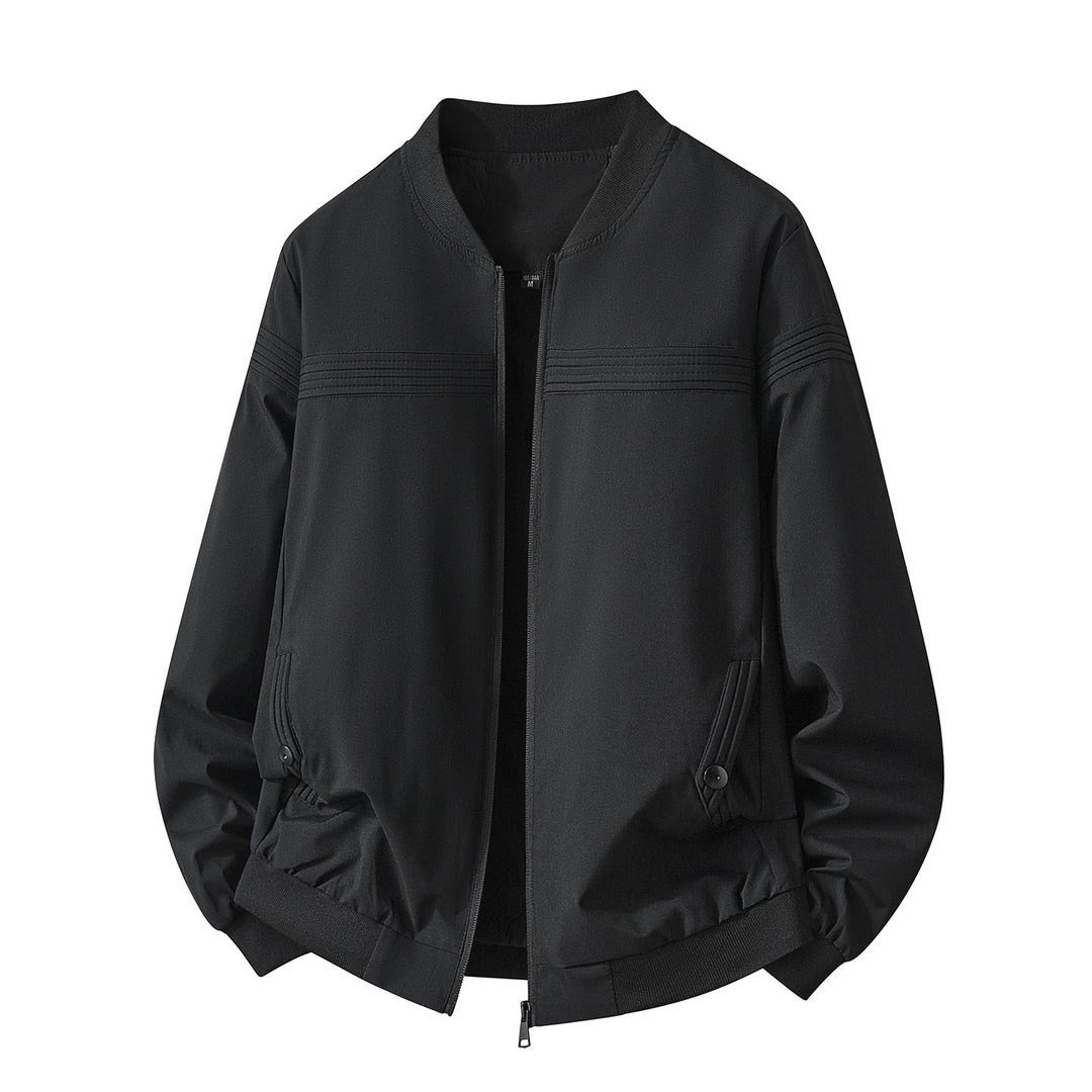 Klassische schwarze Herren Bomberjacke, modernes Design, die perfekte Übergangsjacke für jede Herrengarderobe.