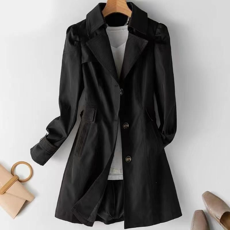 Stilvoller Übergangsmantel für Damen, bequemer Freizeit Mantel mit elegantem hohem Kragen.