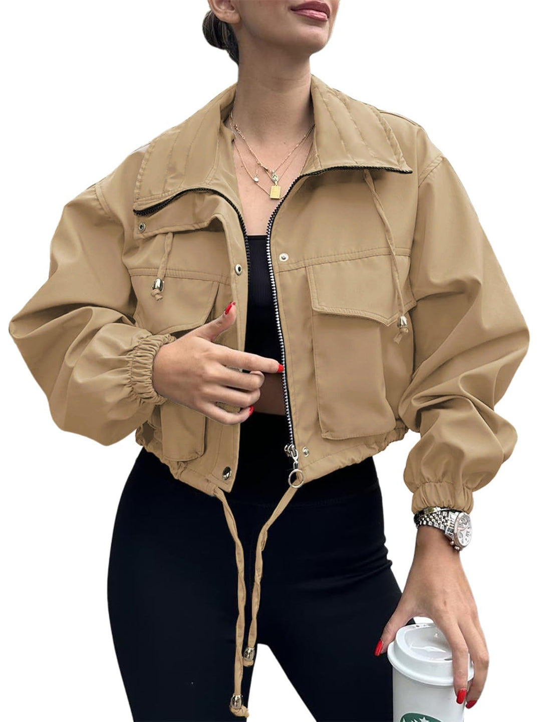 Vielseitige Damen Freizeitjacke, kurz & leicht, optimal für Sport oder Casual-Look in Übergangszeiten Frühling/Herbst.