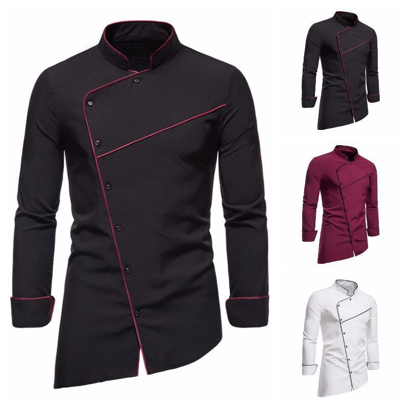 Elegante Herren Kochjacke mit Kontrastdetails, ideal als professionelle Kochkleidung für den Chef in der Gastronomie.