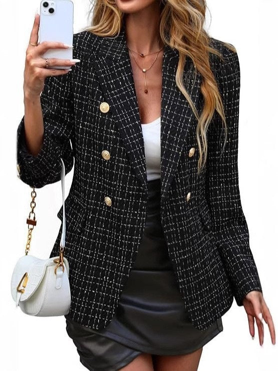 Raffinierte Damen-Blazerjacke, doppelreihig, verleiht jedem Outfit Eleganz & Stil für Party, Büro & Alltag.
