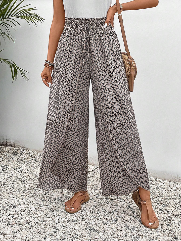 Stilvolle Damen Palazzo-Hose, weites Bein, geraffter Bund. Bequeme & elegante Hose für jeden Tag.