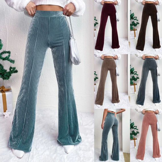 Damen-Ripphose mit hoher Taille, weitem Bein für eleganten Komfort und stilvolle Freizeit.