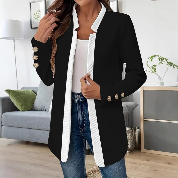 Elegante Damen Business Blazerjacke, einfarbig und langärmlig, perfekt für Büro & formelle Anlässe.