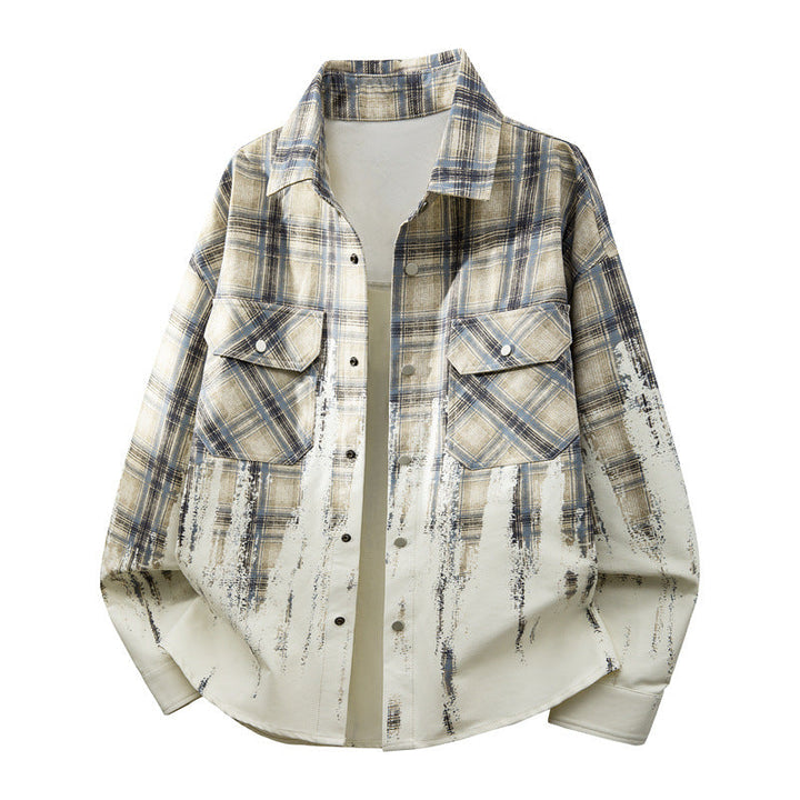 Mehrfarbige Herren Karo Jacke im Button-up Stil, vielseitig für urbane Alltagslooks.