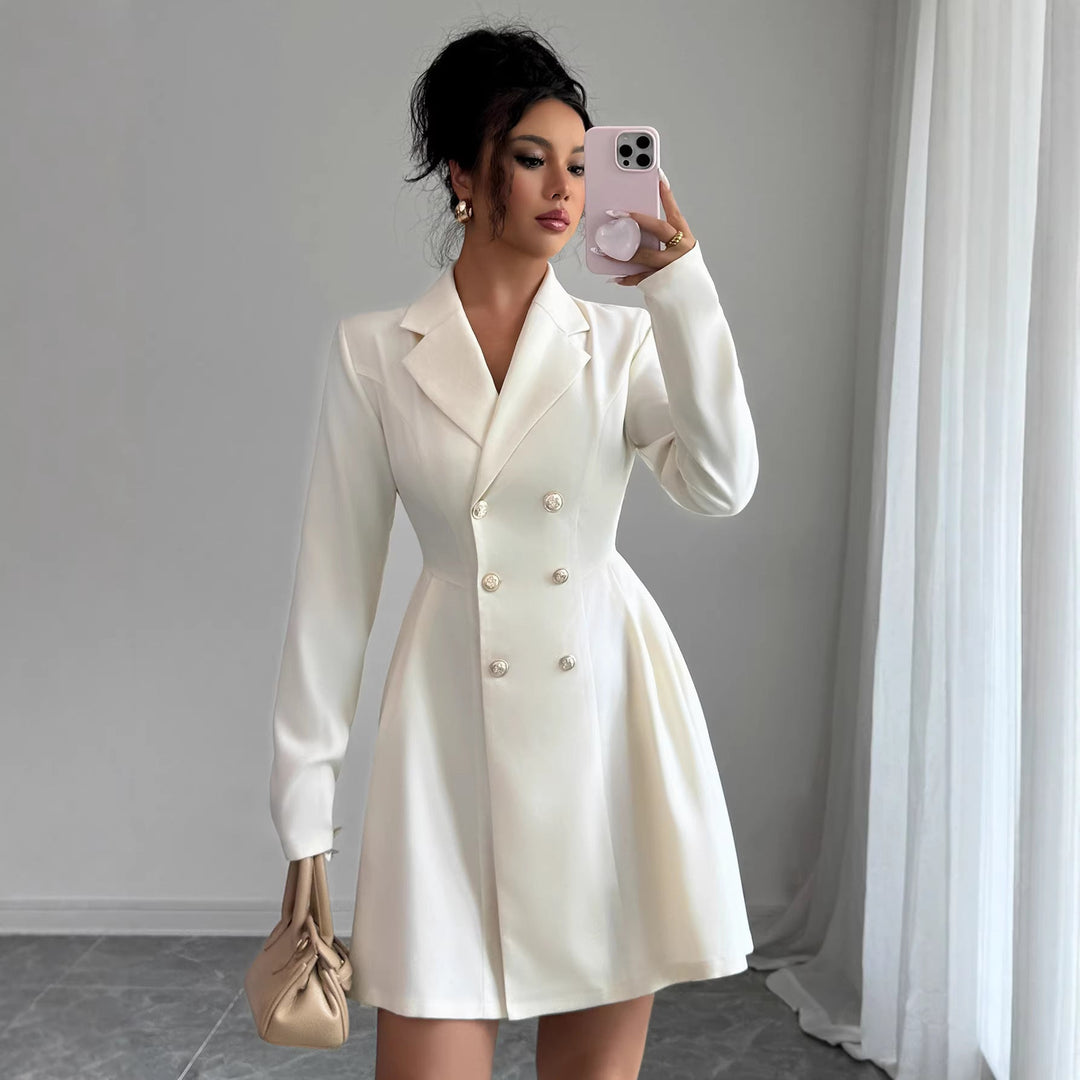 Modisches doppelreihiges Damen Blazer-Kleid. Elegant & figurbetont, ideal für Business, Abendmode & festliche Anlässe.