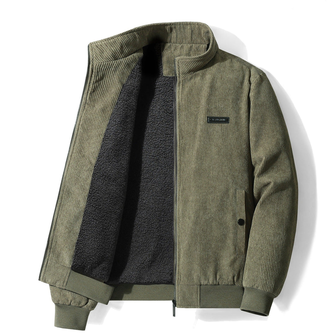 Elegante Herren Fleece-Cordjacke, modisch und vielseitig. Perfekte Freizeitjacke für den Herbst.