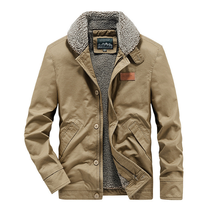 Schwarze Herren Winterjacke mit Hemdkragen & Kuschelfutter. Robuste Freizeitjacke für kalte Tage.