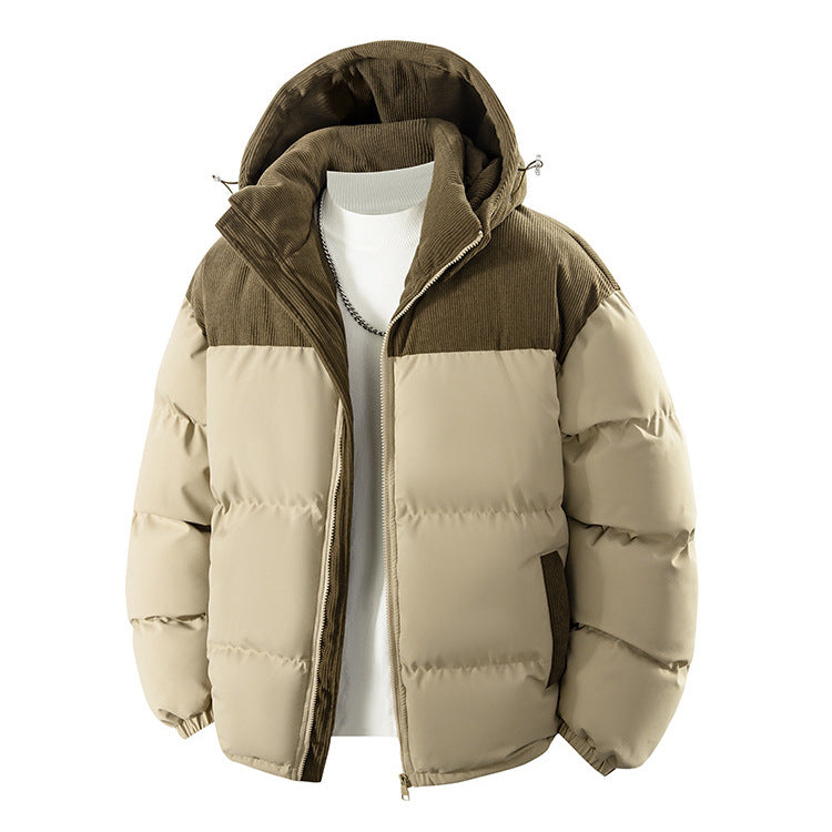Dunkelblaue Herren Winterjacke, warm & stilvoll, mit Kapuze für optimalen Kälteschutz. Perfekt für Outdoor & Freizeit.