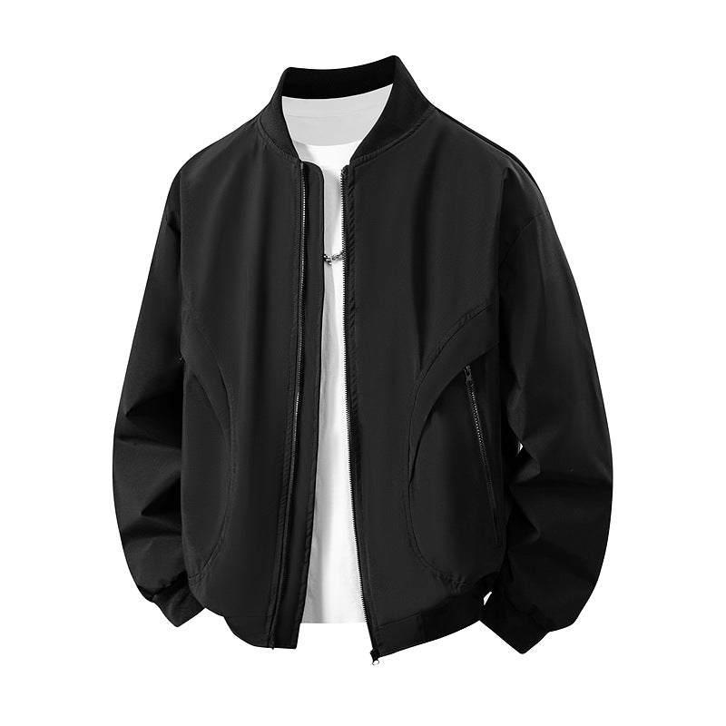 Modisches Herren Overshirt in Schwarz, ideal als lässige Übergangsjacke oder Streetwear.