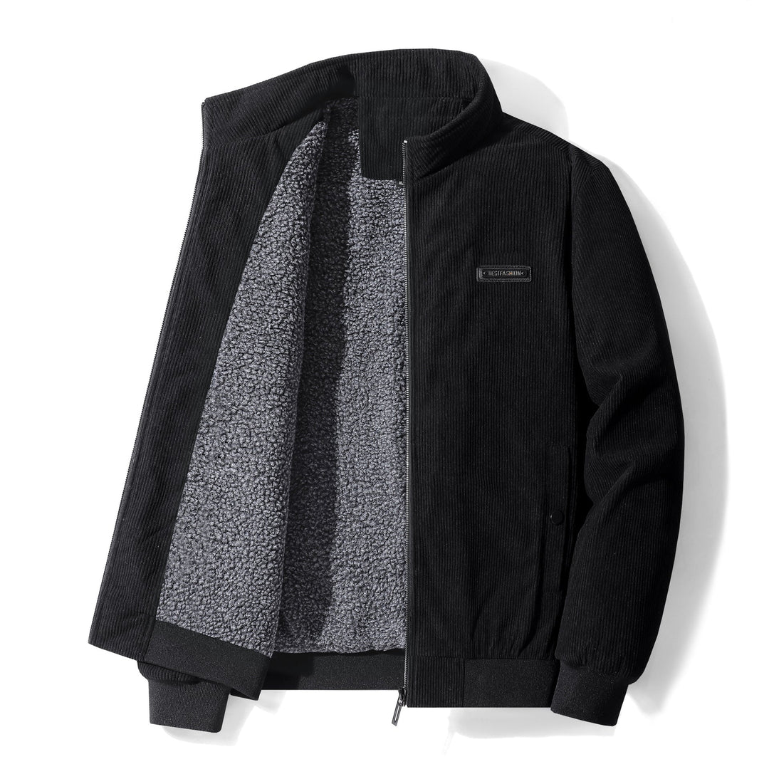 Übergangs-Fleecejacke für Herren in Cordoptik, ideal für kühle Herbst- und milde Wintertage.