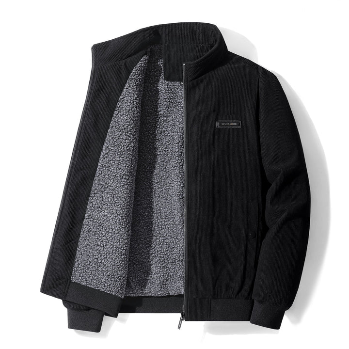 Übergangs-Fleecejacke für Herren in Cordoptik, ideal für kühle Herbst- und milde Wintertage.