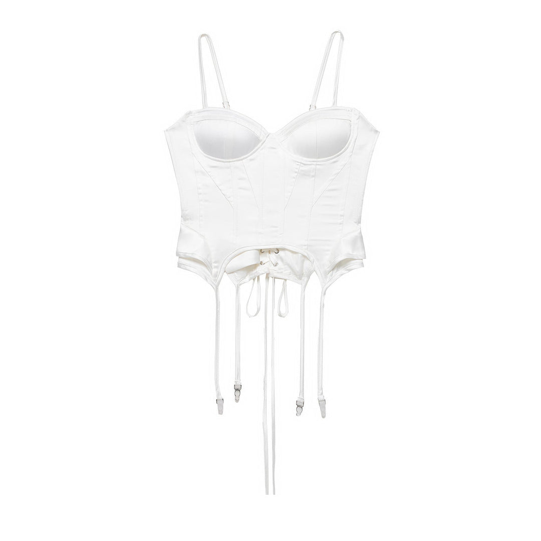Figurbetontes Korsett Oberteil für Damen mit eleganter Schnürung und anpassbaren Trägern.