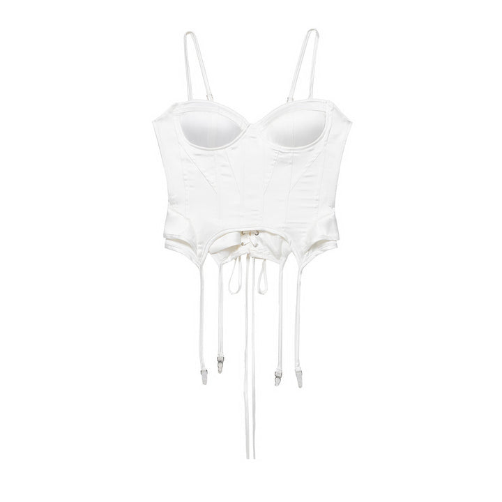 Figurbetontes Korsett Oberteil für Damen mit eleganter Schnürung und anpassbaren Trägern.