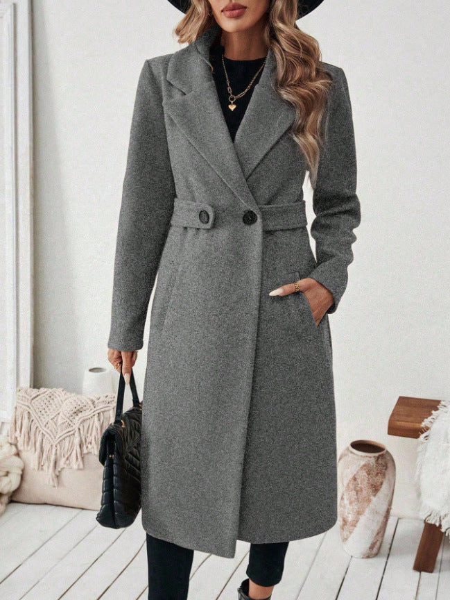 Trendiger Eleganter Langmantel für Damen, ideale Oberbekleidung für Herbst- & Wintermode.