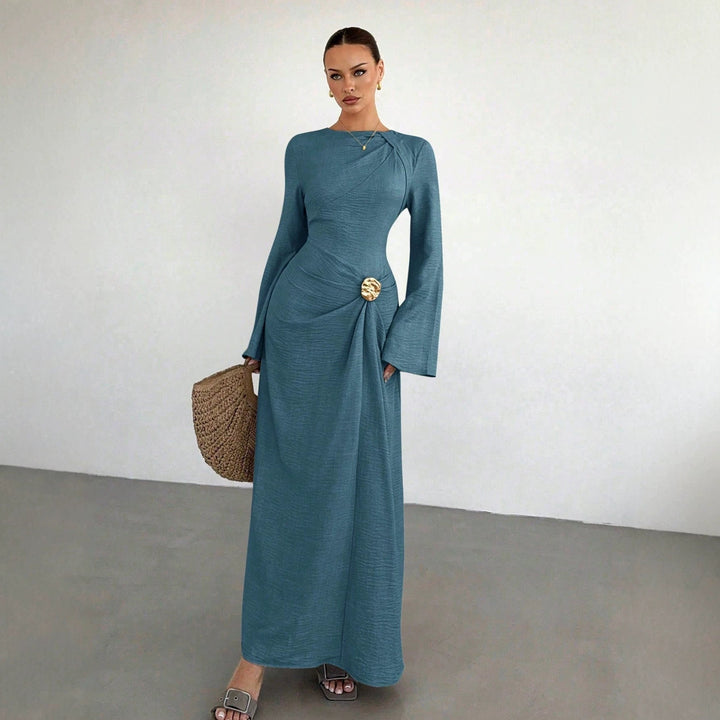 Langes, elegantes Damen Maxikleid, perfekt für Partys, mit modischen Glockenärmeln.