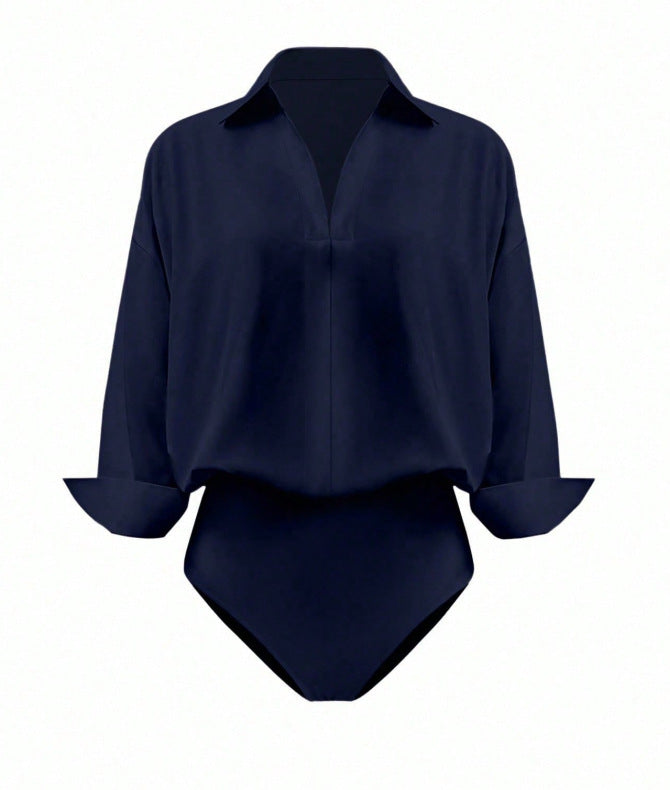 Stilvoller Damen Bodybluse, Langarm, mit Manschetten & Hemdblusen-Optik. Ideal für formelle & legere Looks.