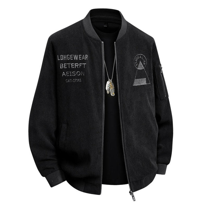 Vielseitige Übergangsjacke für Herren. Beige Bomberjacke, stilvoll und komfortabel.