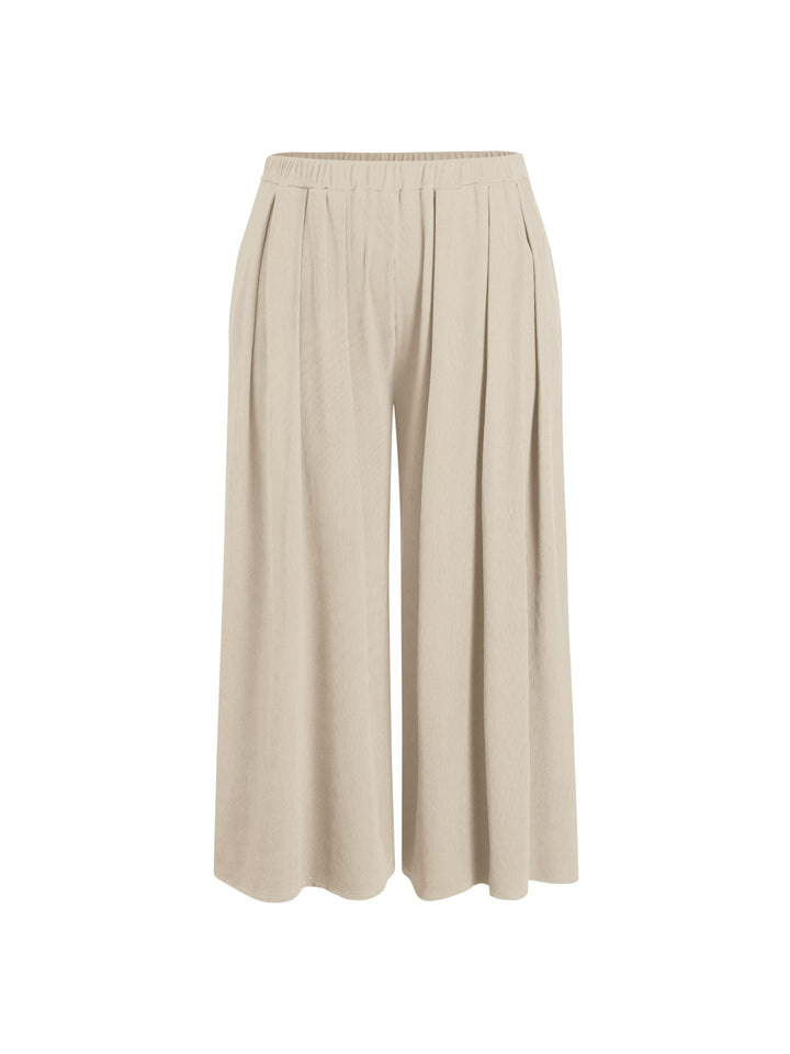Schwarze weite Damenhose, Palazzohose für Businesslook oder Freizeit, hoher Bund, auch in Übergrößen verfügbar.