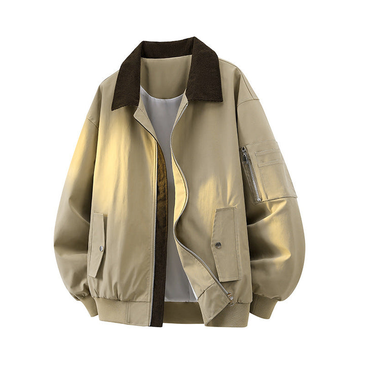 Trendige Herren Übergangsjacke, Bomber-Design, mit weichem Cordkragen, ideal für den urbanen Lifestyle.