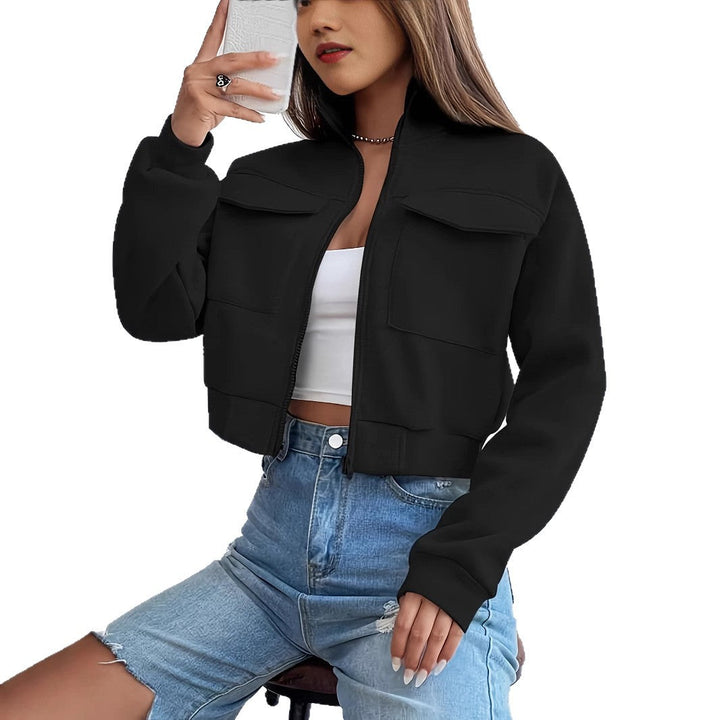 Damen Cropped-Jacke, modisch und bequem, mit Reißverschluss, ein Trend-Piece für entspannte Looks.
